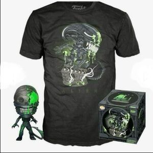 Vaulted 2019 40th Anniversary Alien Funko Pop Tee & Xenomorph Funko Pop Set
